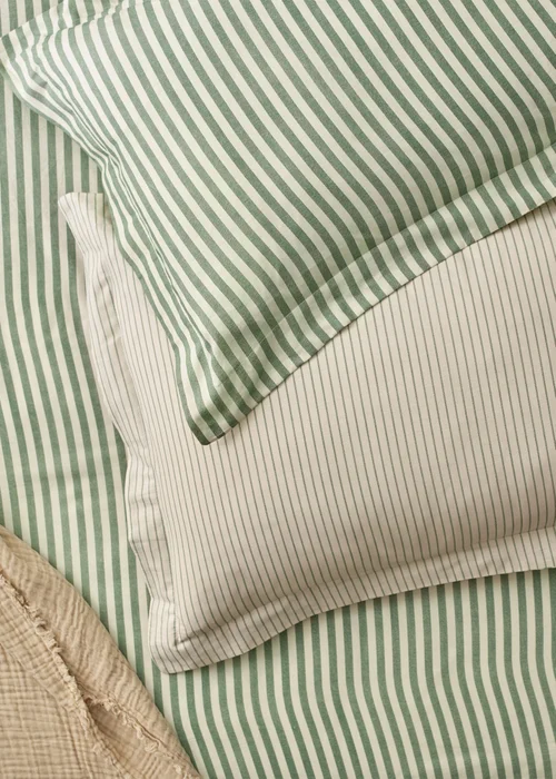 Yard Hebden Melange Stripe Cotton Forest Duvet Cover Set - Single Image 3