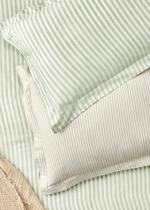 Yard Hebden Melange Stripe Eucalyptus Pillowcase - HU1 Image 1