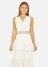 Yumi White Lace Trim Cotton Midi Sun Dress - S Image 2