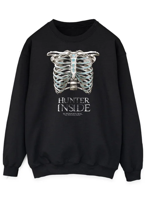 Spiral Galaxy Supernatural Skeleton Hunter Women's Black Graphic Sweatshirt - Small Image 1