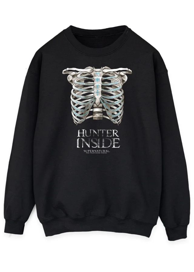 Spiral Galaxy Supernatural Skeleton Hunter Women's Black Graphic Sweatshirt