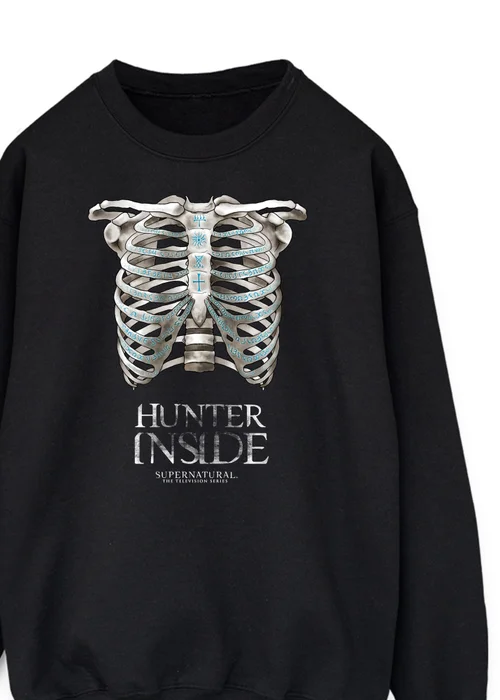 Spiral Galaxy Supernatural Skeleton Hunter Women's Black Graphic Sweatshirt - Small Image 2