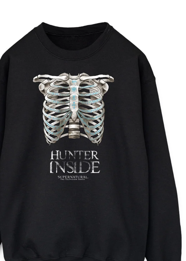 Spiral Galaxy Supernatural Skeleton Hunter Women's Black Graphic Sweatshirt