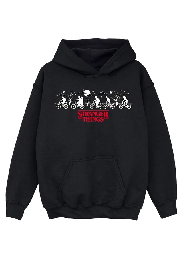 Ada & Ted Netflix Stranger Things Bikes Girls Black Graphic Hoodie (7-13 Years)