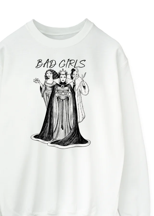 Spiral Galaxy Disney Villains Bad Girls White Graphic Sweatshirt