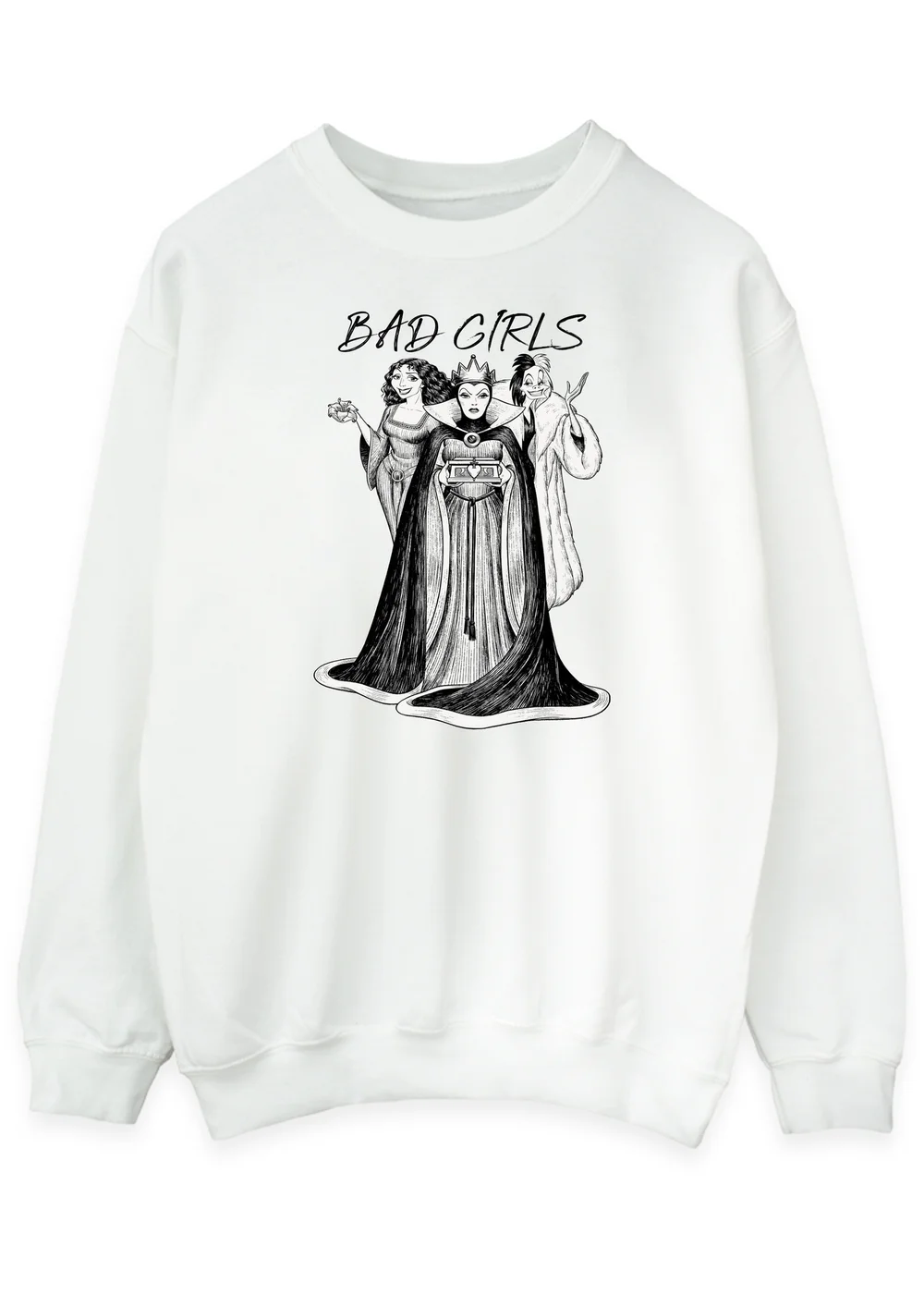 Spiral Galaxy Disney Villains Bad Girls White Graphic Sweatshirt - 5XL Image 1