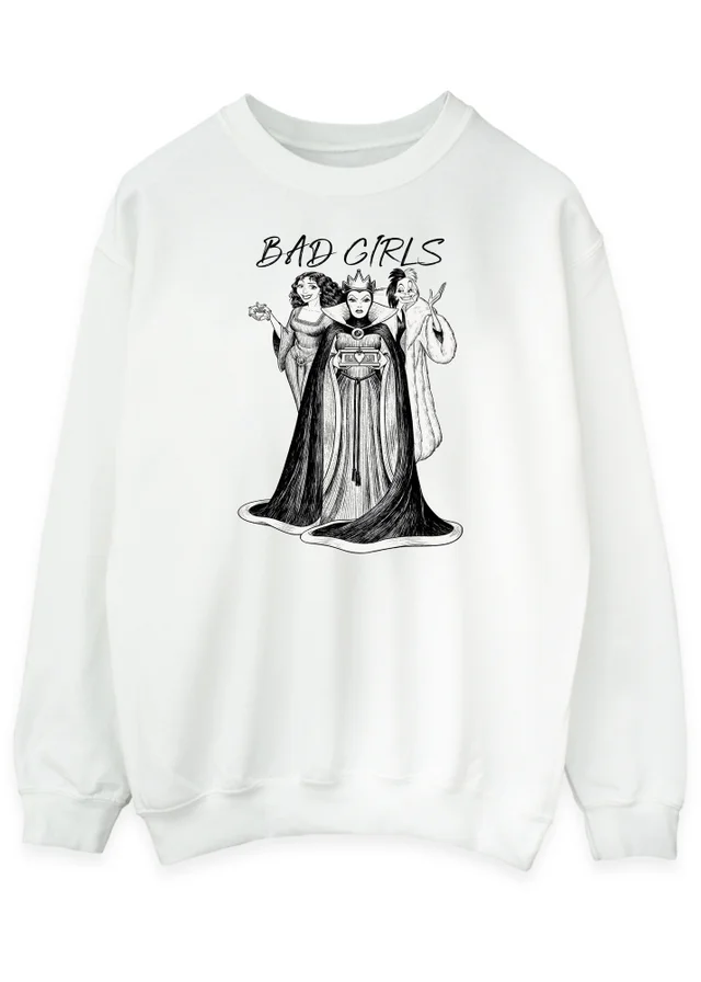 Spiral Galaxy Disney Villains Bad Girls White Graphic Sweatshirt