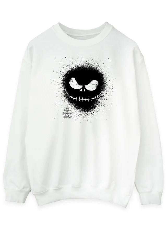 Disney The Nightmare Before Christmas Splatter Men's White Graphic Sweatshirt