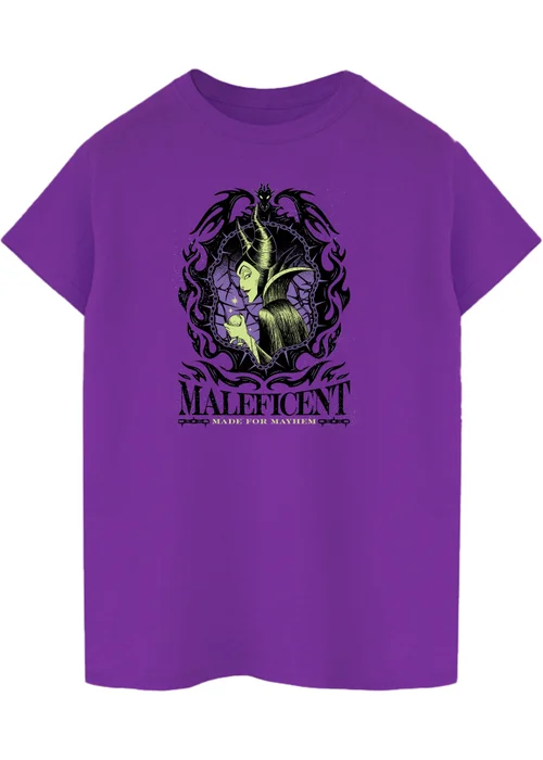 Spiral Galaxy Disney Villains Maleficent Boyfriend Fit Women's Purple Graphic Boyfriend Fit T-Shirt - Small Image 1