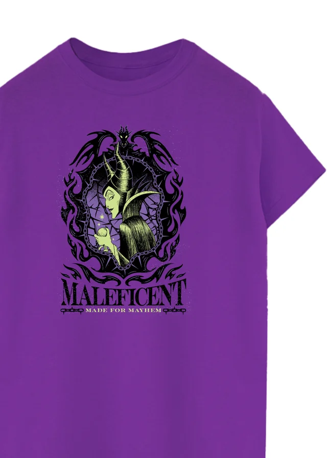 Spiral Galaxy Disney Villains Maleficent Boyfriend Fit Women's Purple Graphic Boyfriend Fit T-Shirt