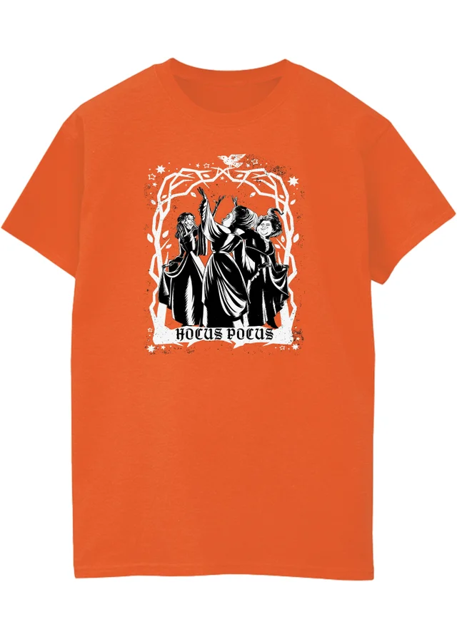 Spiral Galaxy Disney Hocus Pocus Sisters Boyfriend Fit Women's Orange Graphic Boyfriend Fit T-Shirt
