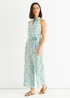 Gini London Blue Petit Halter Neck Keyhole Wide Leg Crop Jumpsuit - 12 Image 4