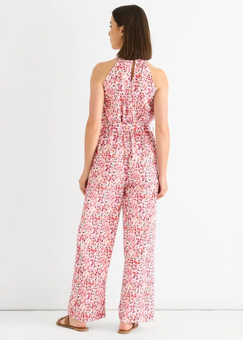 Gini London Pink Halter Neck Keyhole Wide Leg Jumpsuit - 12 Image 2
