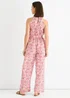 Gini London Pink Halter Neck Keyhole Wide Leg Jumpsuit - 12 Image 2