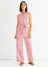 Gini London Pink Halter Neck Keyhole Wide Leg Jumpsuit - 12 Image 1