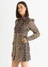 Gini London Brown Animal Print Military Mini Dress - 10 Image 5