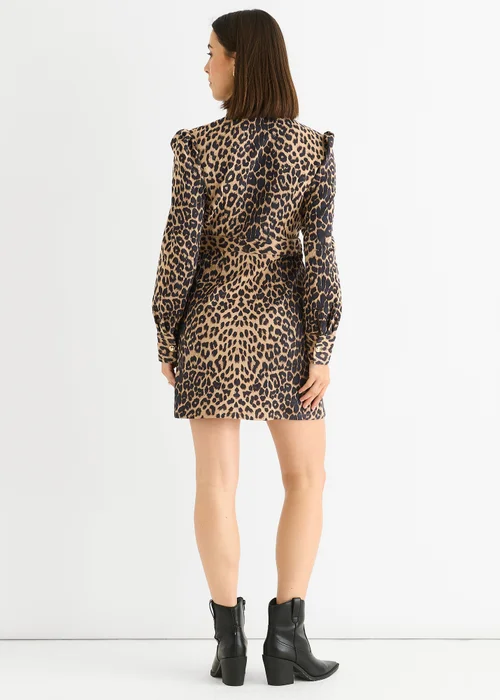 Gini London Brown Animal Print Military Mini Dress - 10 Image 3