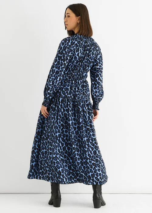 Gini London Blue Animal Print Shirred High Neck Maxi Dress - 8 Image 3