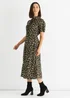 Gini London Green Animal Print Ruffle Neck Midi Dress - 8 Image 4