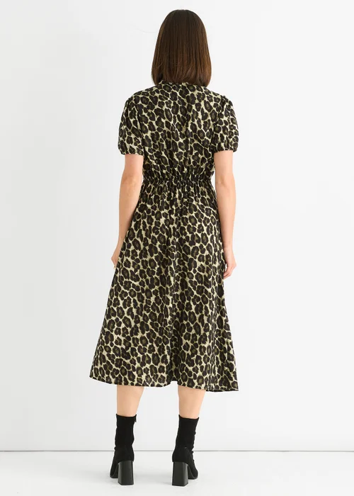 Gini London Green Animal Print Ruffle Neck Midi Dress - 8 Image 2