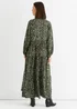 Gini London Khaki Viscose Animal Oversized Smock Maxi Dress - S/M Image 2