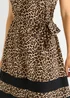 Gini London Brown Animal Contrast Panel Smock Midi Dress - L/XL Image 3