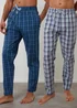 Threadbare Blue 2-Pack Cotton Poplin Check Lounge Pants - Extra Large Image 2