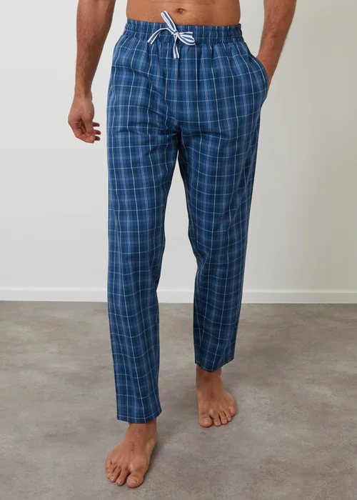 Threadbare Blue 2-Pack Cotton Poplin Check Lounge Pants - Extra Large Image 4