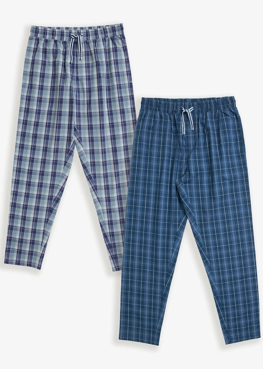 Threadbare Blue 2-Pack Cotton Poplin Check Lounge Pants - Extra Large Image 1