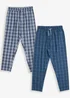 Threadbare Blue 2-Pack Cotton Poplin Check Lounge Pants - Extra Large Image 1