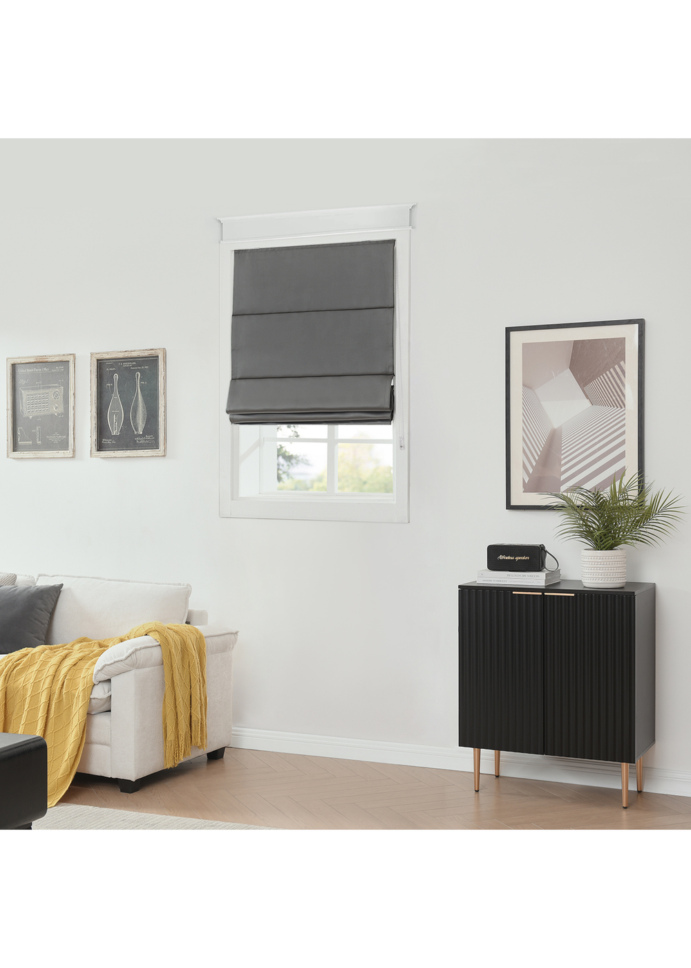 Little Black Book Charcoal Blackout Roman Blind - 60x140cm Image 2