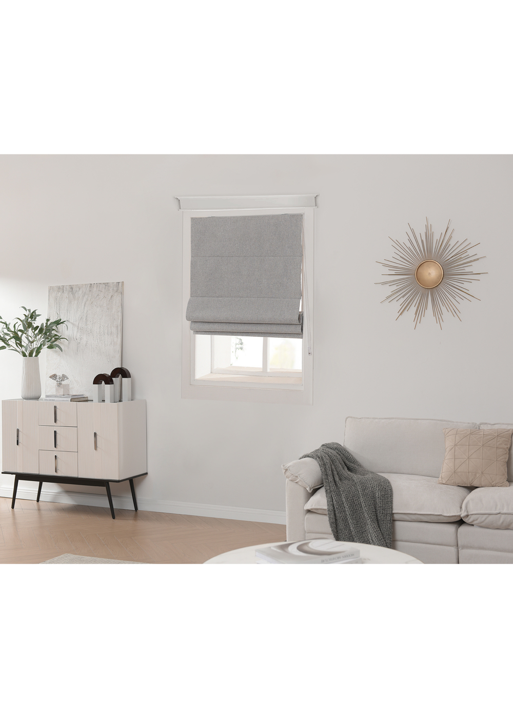 Little Black Book Linen Look Grey Blackout Roman Blind - 70x140cm Image 2