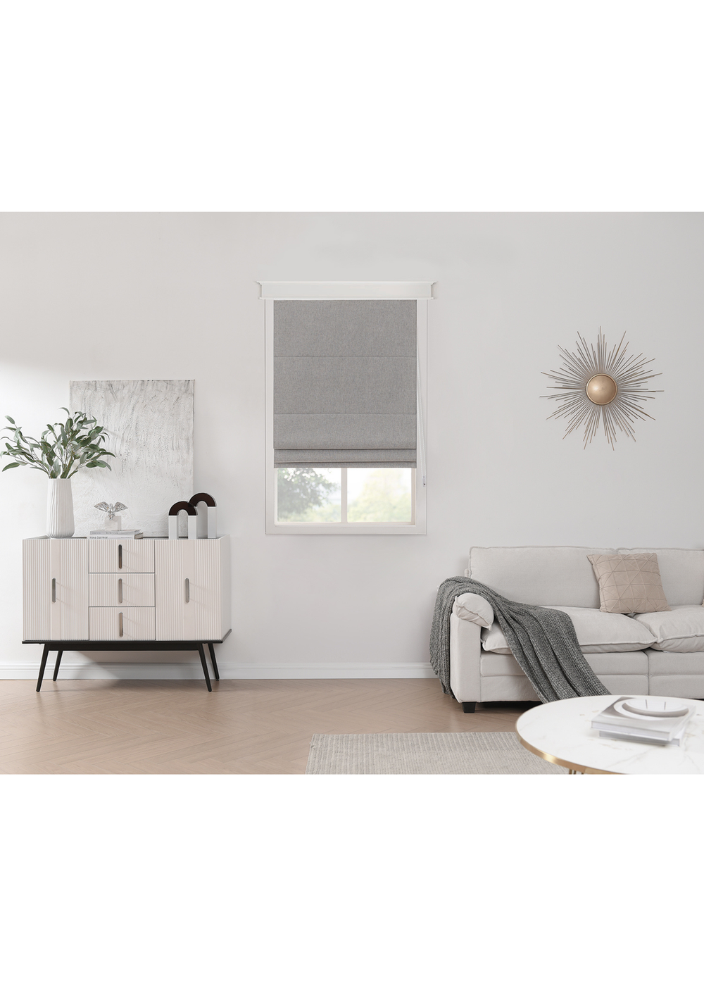 Little Black Book Linen Look Grey Blackout Roman Blind - 70x140cm Image 1