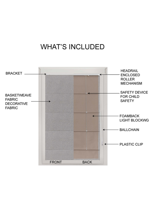 Little Black Book Linen Look Grey Blackout Roman Blind - 70x140cm Image 4