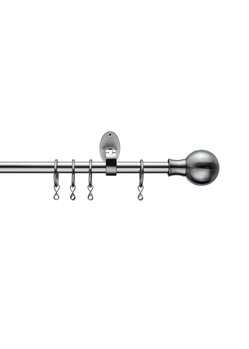 Little Black Book Stainless Steel Extendable Ball Curtain Pole - 70-120cm Image 1