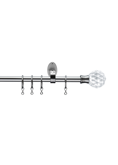 Little Black Book Stainless Steel Extendable PS Faceted Ball Curtain Pole - 70-120cm Image 1
