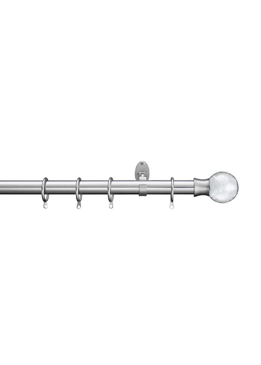 Little Black Book Stainless Steel Extendable Metallic Crackle Glass Ball Curtain Pole - 70-120cm Image 1