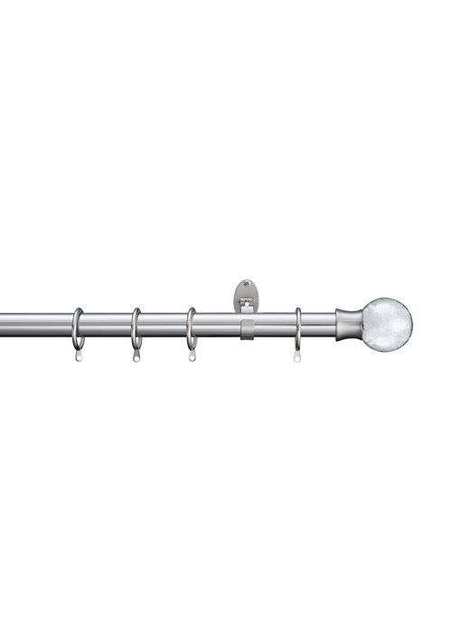 Little Black Book Stainless Steel Extendable Metallic Crackle Glass Ball Curtain Pole - 70-120cm Image 1