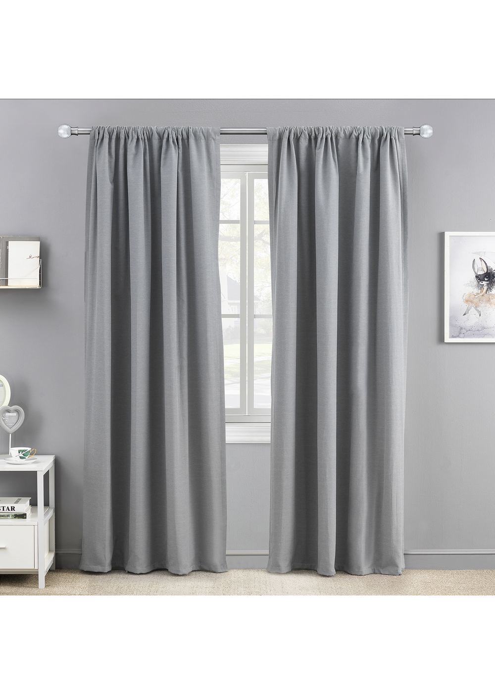 Little Black Book Stainless Steel Extendable Metallic Crackle Glass Ball Curtain Pole - 70-120cm Image 2