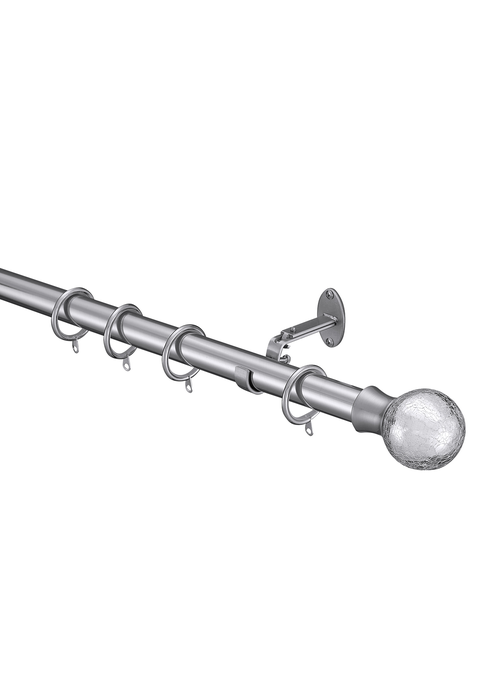 Little Black Book Stainless Steel Extendable Metallic Crackle Glass Ball Curtain Pole - 70-120cm Image 3