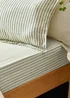 Yard Hebden Melange Stripe Cotton Forest Fitted Sheet - Single Image 1