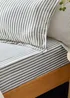 Yard Hebden Melange Stripe Cotton Navy Fitted Sheet - Single Image 1