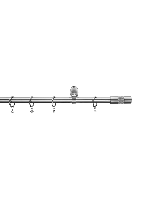 Little Black Book Silver Steel Extendable Diamante Cylinder Curtain Pole(110cm-300cm) - 70-120cm Image 1