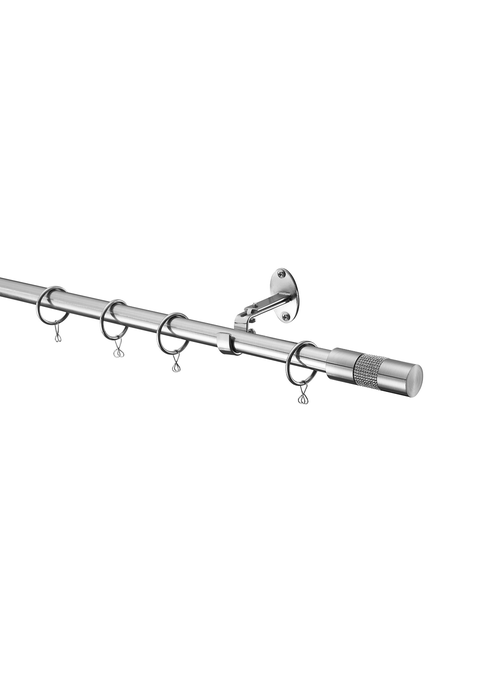 Little Black Book Silver Steel Extendable Diamante Cylinder Curtain Pole(110cm-300cm) - 70-120cm Image 3