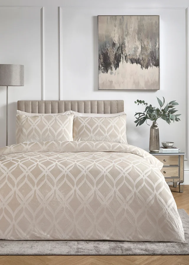 Soiree Belfort Velvet Champagne Duvet Cover Set