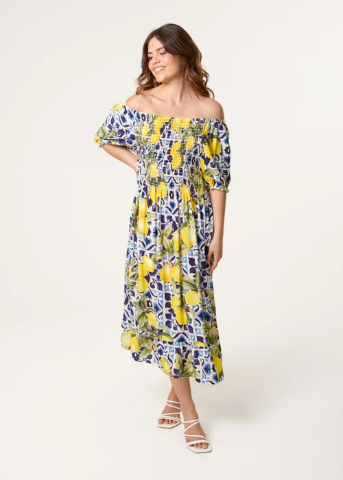 Blue Vanilla Navy Lemon Print Milkmaid Dress - M/L Image 1