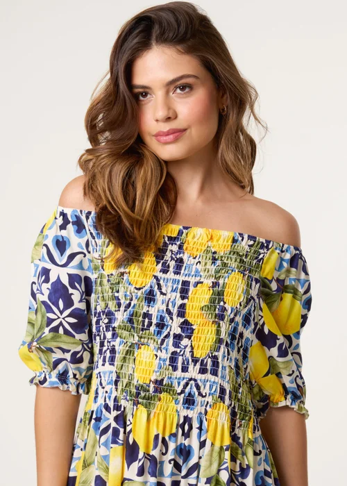 Blue Vanilla Navy Lemon Print Milkmaid Dress - M/L Image 2