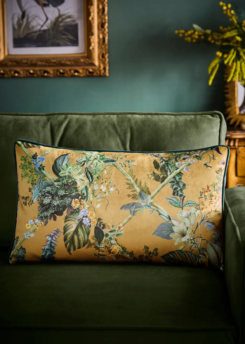 Laurence Llewelyn-Bowen Cotswold Fantasia Dawn Gold Rectangular Filled Cushion - 30 x 50cm Image 1