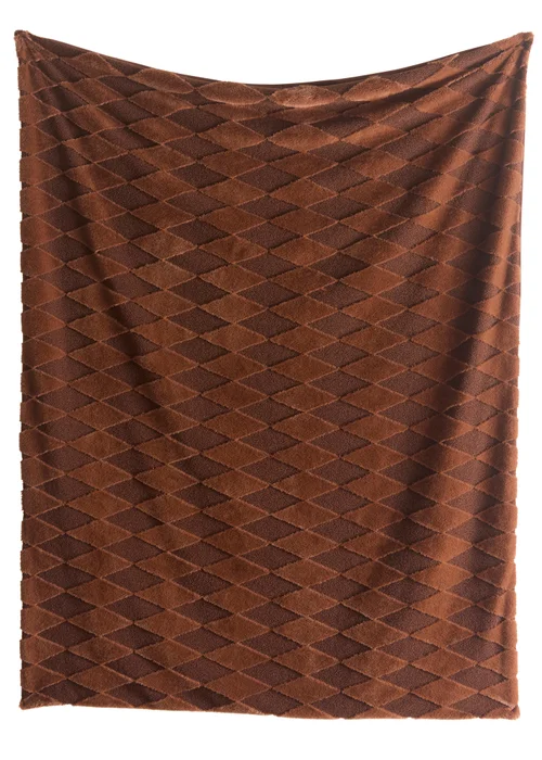 Appletree Cosy Diamond Brushed Chocolate Throw - One Size Image 2