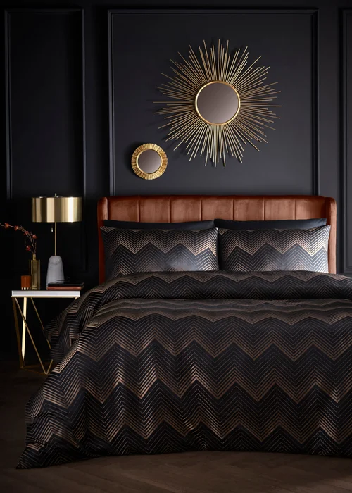 Laurence Llewelyn-Bowen Cocktail Reversible Black Duvet Cover Set - Double Image 1